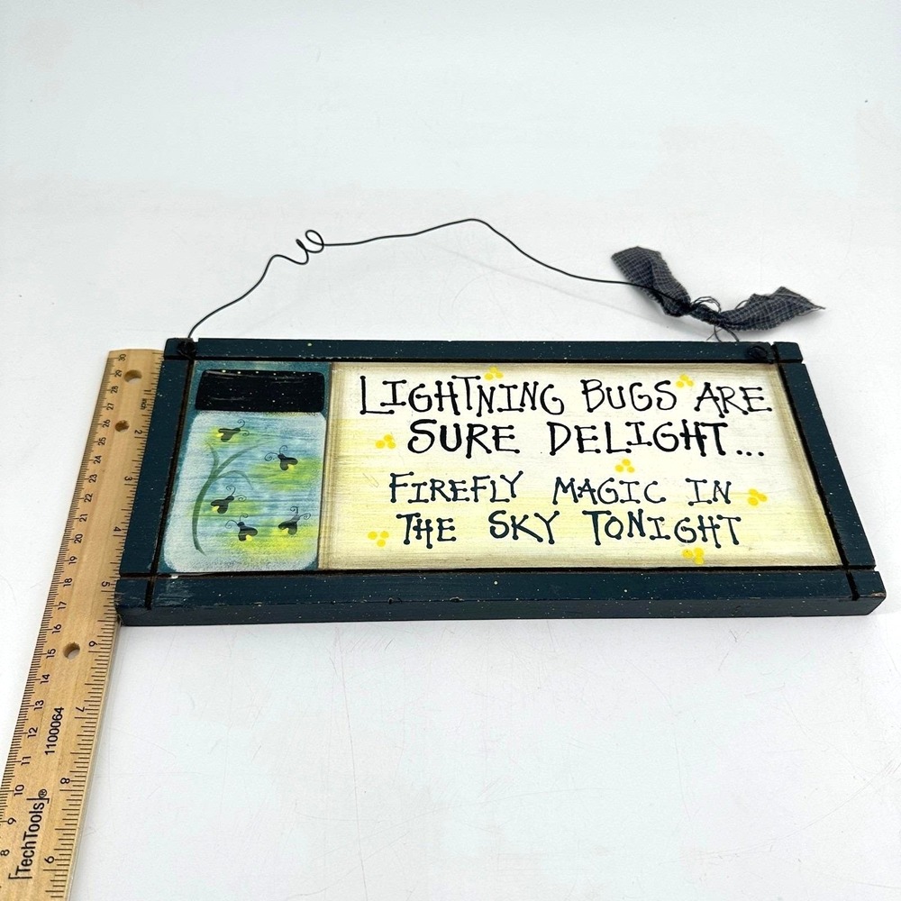 Primitive Wooden Lightning Bug Firefly Rustic Wall‎ Hanging Sign Country Decor - Picture 7 of 8